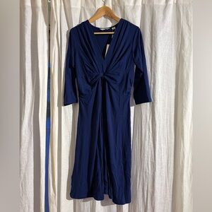 Seraphine Dark Blue Long Sleeve Jolene Twist Front Dress, NWT